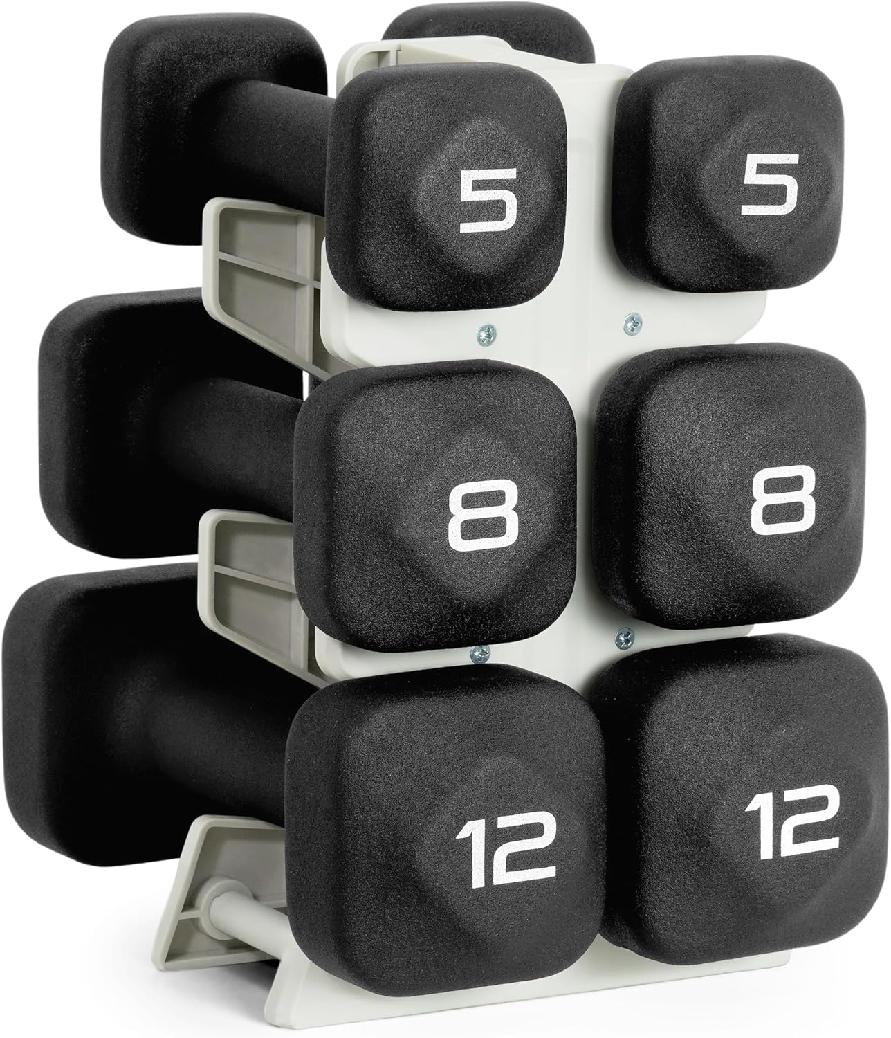 Neoprene Dumbbell Set with Storage Rack – Non-Slip, Anti-Roll Hand Weights for Home Gym Workouts | 20 lb, 32 lb, 50 lb, 60 lb & 100 lb Options