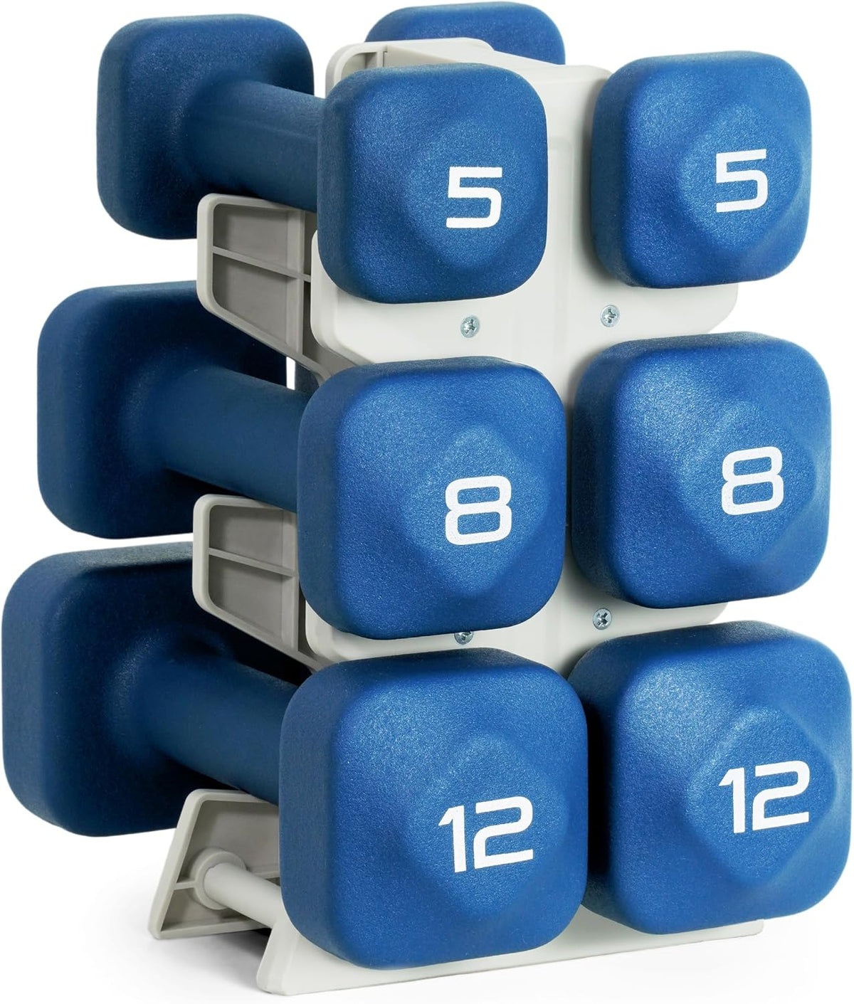 Neoprene Dumbbell Set with Storage Rack – Non-Slip, Anti-Roll Hand Weights for Home Gym Workouts | 20 lb, 32 lb, 50 lb, 60 lb & 100 lb Options