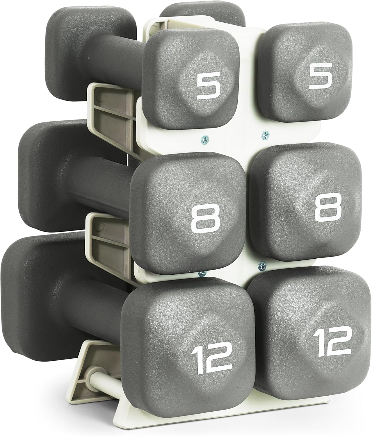 Neoprene Dumbbell Set with Storage Rack – Non-Slip, Anti-Roll Hand Weights for Home Gym Workouts | 20 lb, 32 lb, 50 lb, 60 lb & 100 lb Options