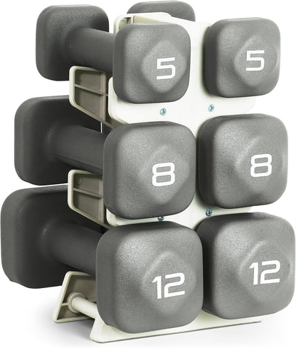 Neoprene Dumbbell Set with Storage Rack – Non-Slip, Anti-Roll Hand Weights for Home Gym Workouts | 20 lb, 32 lb, 50 lb, 60 lb & 100 lb Options