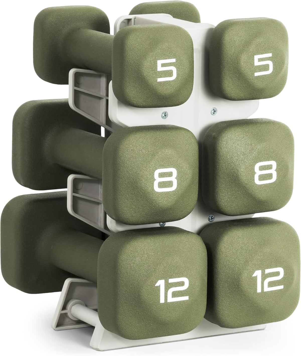 Neoprene Dumbbell Set with Storage Rack – Non-Slip, Anti-Roll Hand Weights for Home Gym Workouts | 20 lb, 32 lb, 50 lb, 60 lb & 100 lb Options