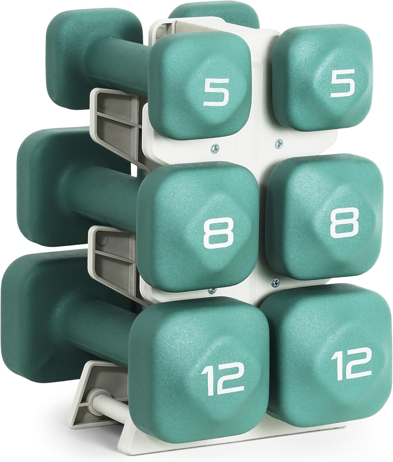 Neoprene Dumbbell Set with Storage Rack – Non-Slip, Anti-Roll Hand Weights for Home Gym Workouts | 20 lb, 32 lb, 50 lb, 60 lb & 100 lb Options