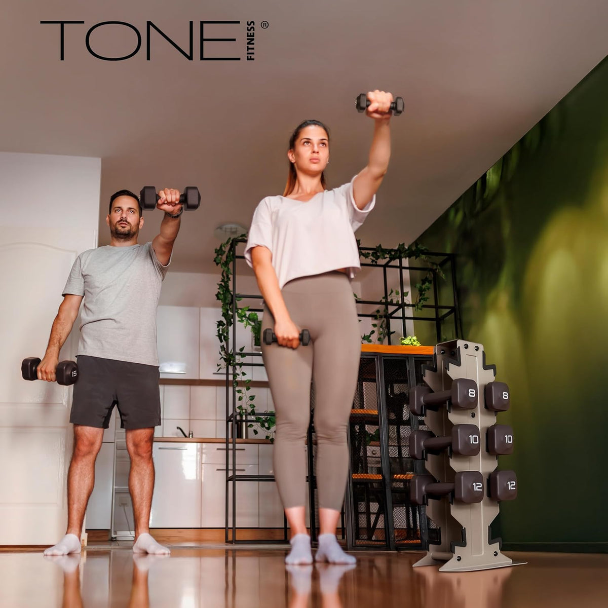 Neoprene Dumbbell Set with Storage Rack – Non-Slip, Anti-Roll Hand Weights for Home Gym Workouts | 20 lb, 32 lb, 50 lb, 60 lb & 100 lb Options