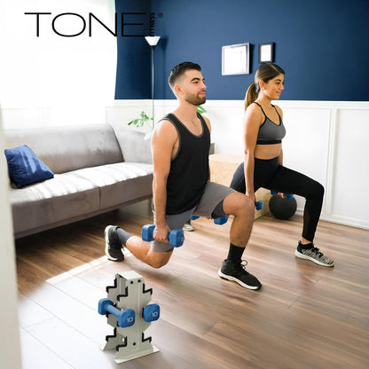 Neoprene Dumbbell Set with Storage Rack – Non-Slip, Anti-Roll Hand Weights for Home Gym Workouts | 20 lb, 32 lb, 50 lb, 60 lb & 100 lb Options