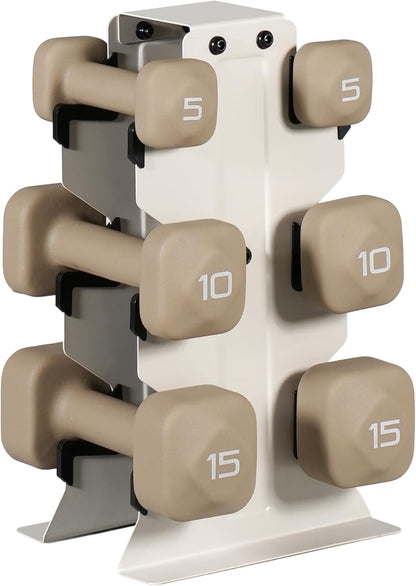 Neoprene Dumbbell Set with Storage Rack – Non-Slip, Anti-Roll Hand Weights for Home Gym Workouts | 20 lb, 32 lb, 50 lb, 60 lb & 100 lb Options