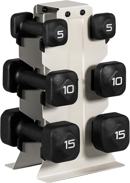 Neoprene Dumbbell Set with Storage Rack – Non-Slip, Anti-Roll Hand Weights for Home Gym Workouts | 20 lb, 32 lb, 50 lb, 60 lb & 100 lb Options