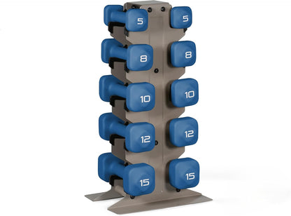 Neoprene Dumbbell Set with Storage Rack – Non-Slip, Anti-Roll Hand Weights for Home Gym Workouts | 20 lb, 32 lb, 50 lb, 60 lb & 100 lb Options