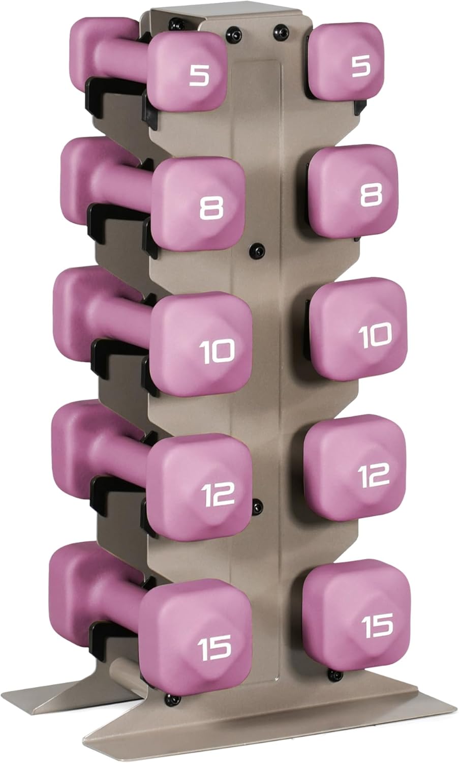 Neoprene Dumbbell Set with Storage Rack – Non-Slip, Anti-Roll Hand Weights for Home Gym Workouts | 20 lb, 32 lb, 50 lb, 60 lb & 100 lb Options