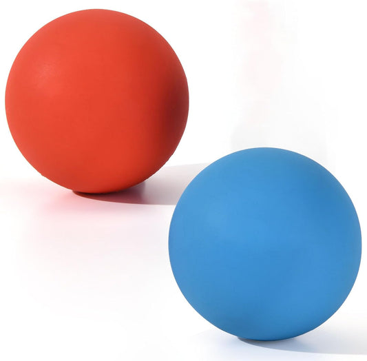 Massage Lacrosse Balls 2 Pack, Rubber Trigger Point Therapy Balls for Deep Tissue Myofascial Release, Plantar Fasciitis & Muscle Soreness Relief, Portable Pain Relief Tool (Purple and Blue)