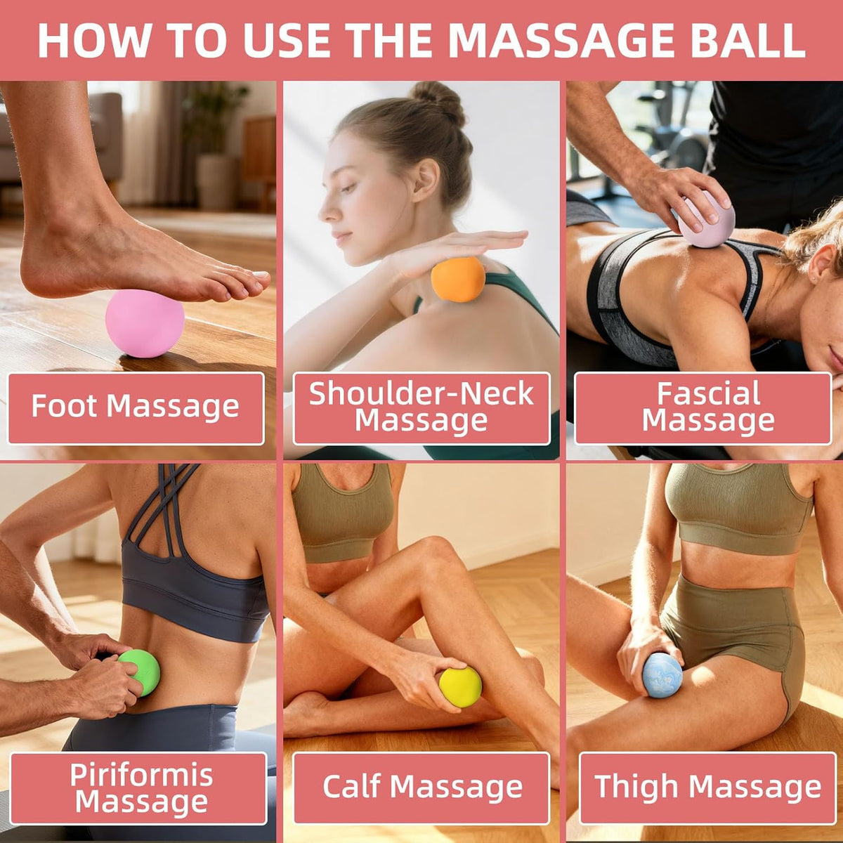 Massage Lacrosse Balls 2 Pack, Rubber Trigger Point Therapy Balls for Deep Tissue Myofascial Release, Plantar Fasciitis & Muscle Soreness Relief, Portable Pain Relief Tool (Purple and Blue)