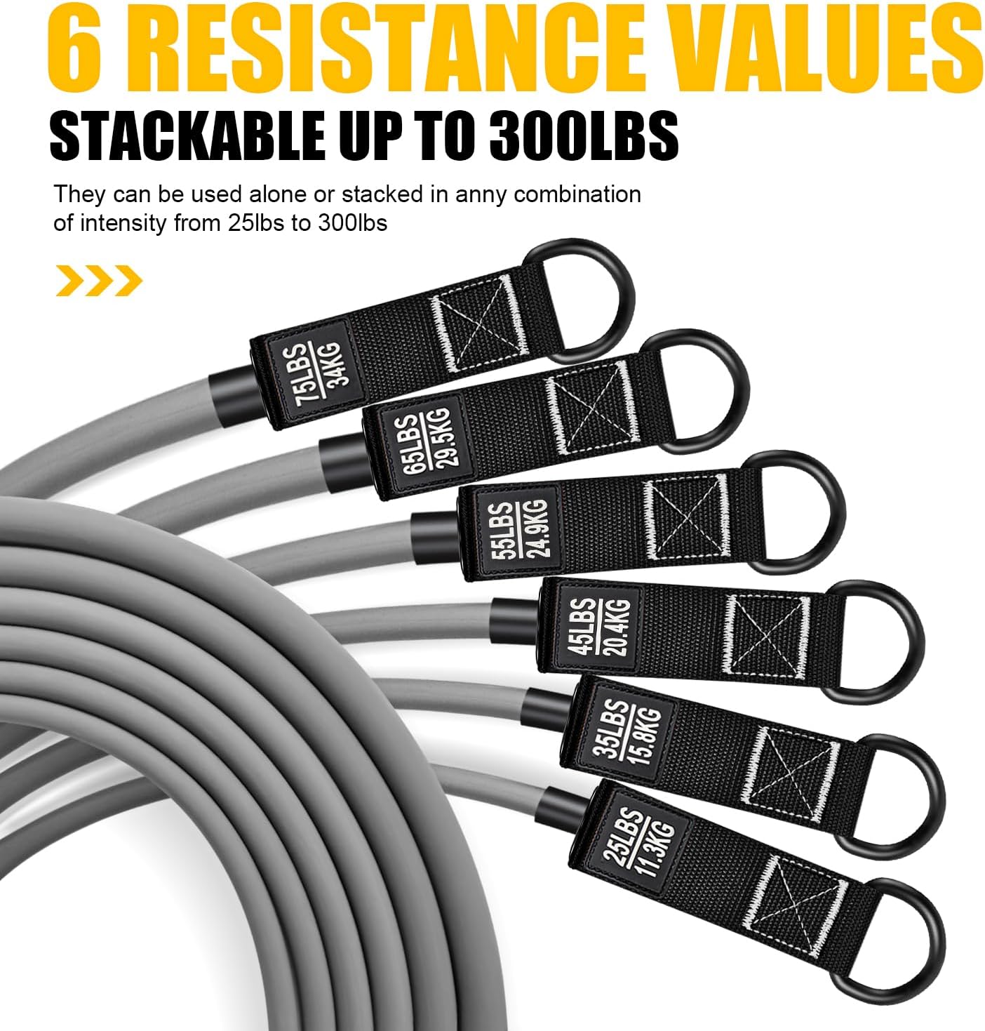 Heavy Resistance Bands, 300LBS Exercise Bands for Working Out, Fitness Bands with Handles, Workout Bands for Men, Weight Bands Set for Muscle Training, Strength, Slim, Yoga, Home Gym Equipment