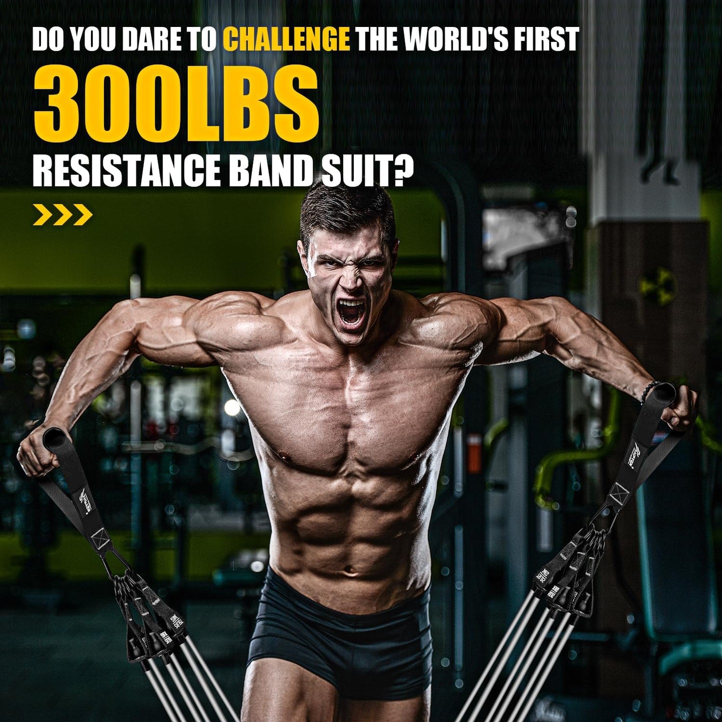Heavy Resistance Bands, 300LBS Exercise Bands for Working Out, Fitness Bands with Handles, Workout Bands for Men, Weight Bands Set for Muscle Training, Strength, Slim, Yoga, Home Gym Equipment