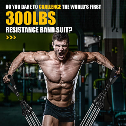 Heavy Resistance Bands, 300LBS Exercise Bands for Working Out, Fitness Bands with Handles, Workout Bands for Men, Weight Bands Set for Muscle Training, Strength, Slim, Yoga, Home Gym Equipment