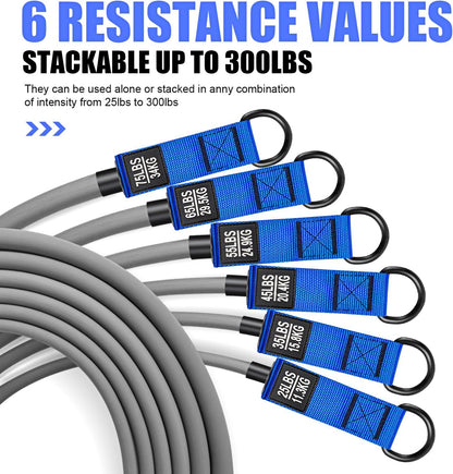 Heavy Resistance Bands, 300LBS Exercise Bands for Working Out, Fitness Bands with Handles, Workout Bands for Men, Weight Bands Set for Muscle Training, Strength, Slim, Yoga, Home Gym Equipment