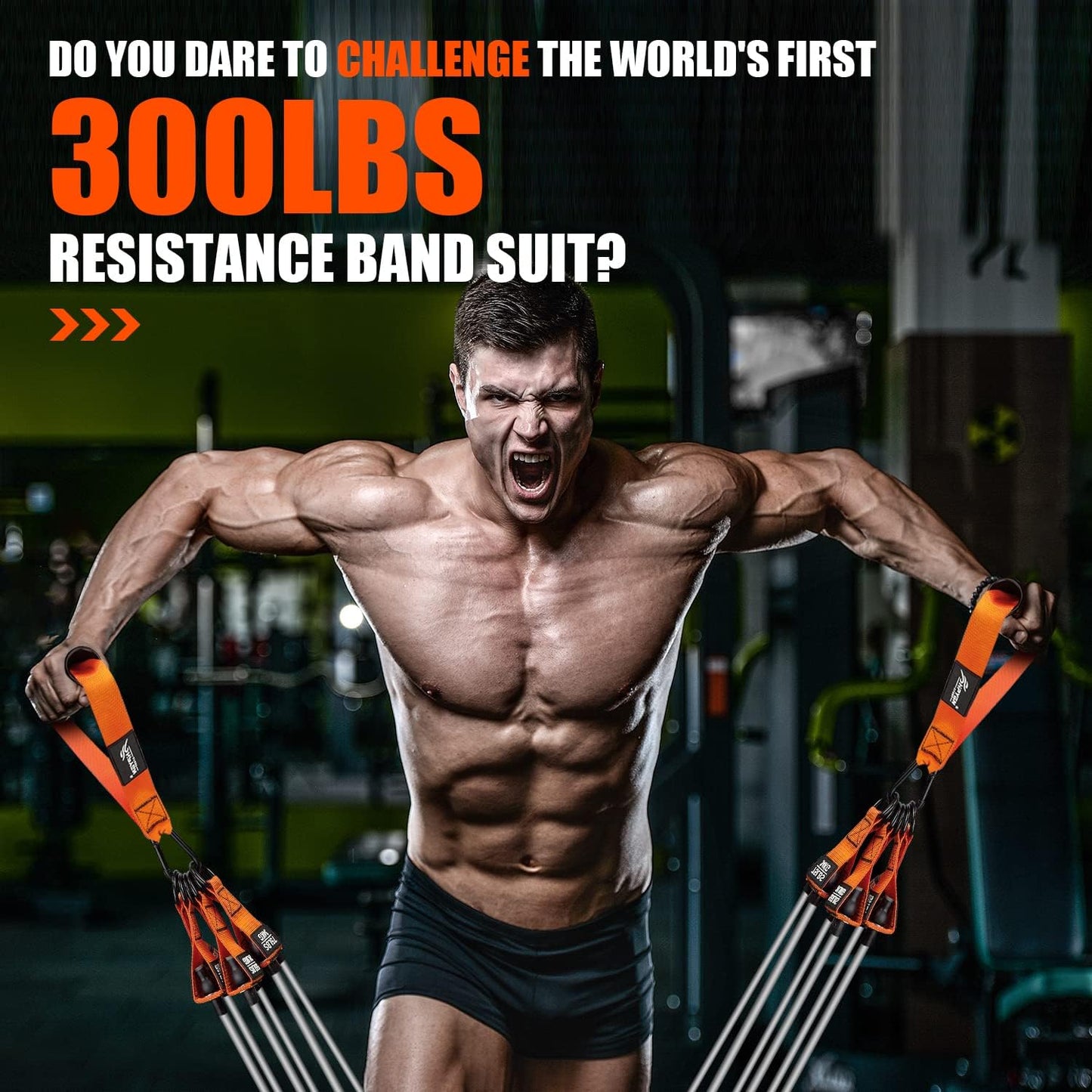 Heavy Resistance Bands, 300LBS Exercise Bands for Working Out, Fitness Bands with Handles, Workout Bands for Men, Weight Bands Set for Muscle Training, Strength, Slim, Yoga, Home Gym Equipment