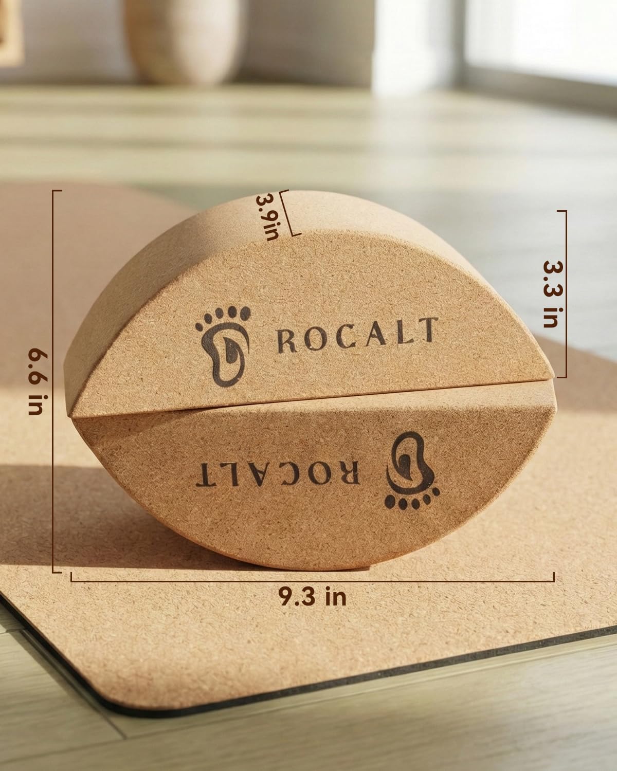 Cork Yoga Blocks, Half Moon Foot and Calf Stretching Tool | high-density cork, curved ergonomic shape, 9.5 x 3.5 x 4 in, for arches, ankles, Pilates and travel