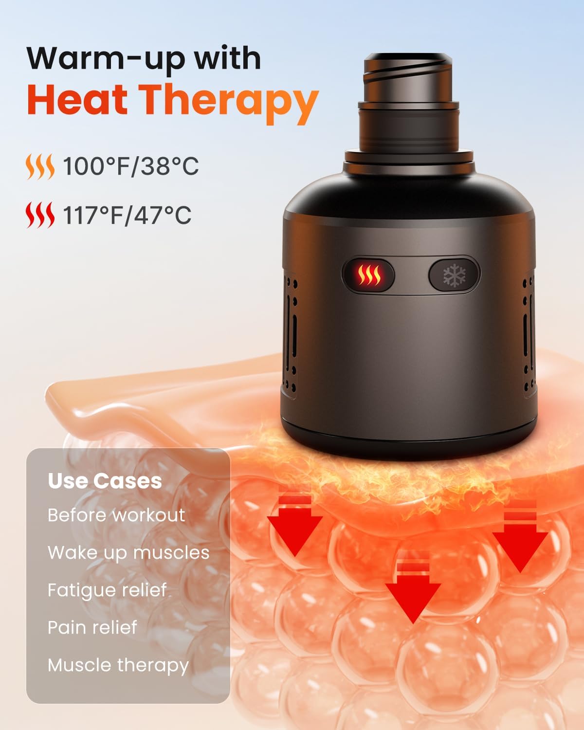 Massage Gun Head with Heat and Cool | For Model RP-GM171-N1, R-WMG08, Percussion Muscle Massager Attachment, Portable, Rechargeable, Handheld Accessory