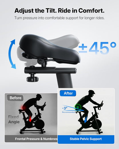 MERACH Exercise Bike, Magnetic Friction Stationary Bike with Brake Pad and Exclusive App, Low Noise Indoor Cycling Bike with 300lbs Weight Capacity, Tablet Mount and Fitness Courses for Weight Loss