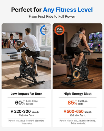 MERACH Exercise Bike, Magnetic Friction Stationary Bike with Brake Pad and Exclusive App, Low Noise Indoor Cycling Bike with 300lbs Weight Capacity, Tablet Mount and Fitness Courses for Weight Loss