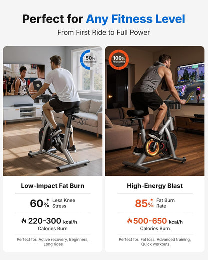 MERACH Exercise Bike, Magnetic Friction Stationary Bike with Brake Pad and Exclusive App, Low Noise Indoor Cycling Bike with 300lbs Weight Capacity, Tablet Mount and Fitness Courses for Weight Loss