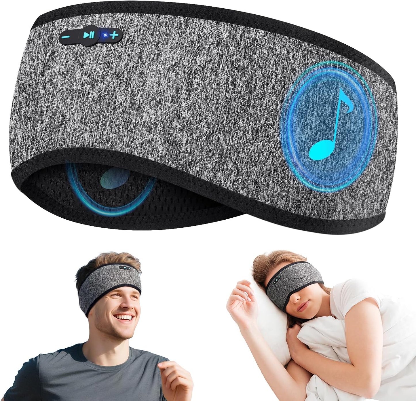 Sleep Headphones Bluetooth 6.0 Headband for Side Sleepers (Gray)