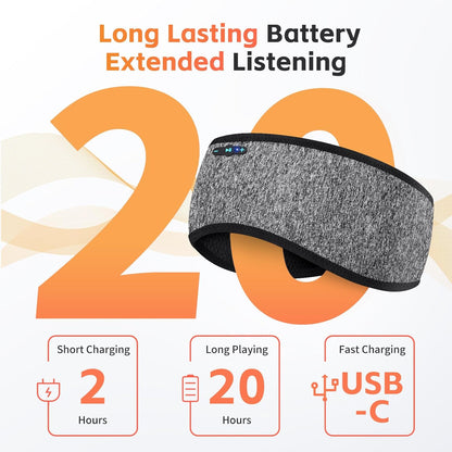 Sleep Headphones Bluetooth 6.0 Headband for Side Sleepers (Gray)