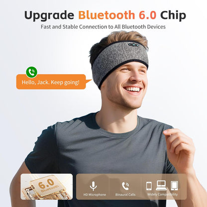 Sleep Headphones Bluetooth 6.0 Headband for Side Sleepers (Gray)
