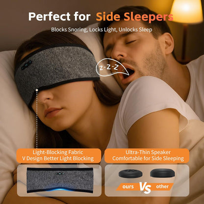 Sleep Headphones Bluetooth 6.0 Headband for Side Sleepers (Gray)