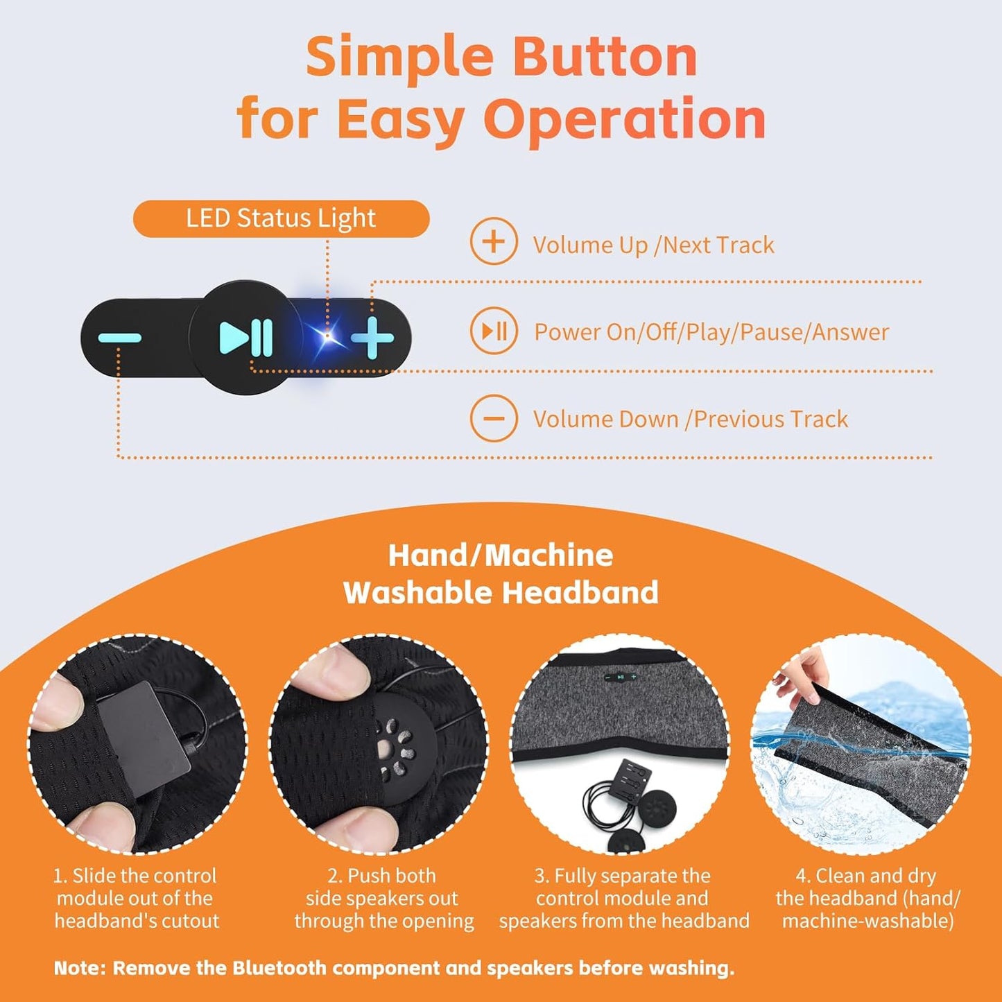 Sleep Headphones Bluetooth 6.0 Headband for Side Sleepers (Gray)