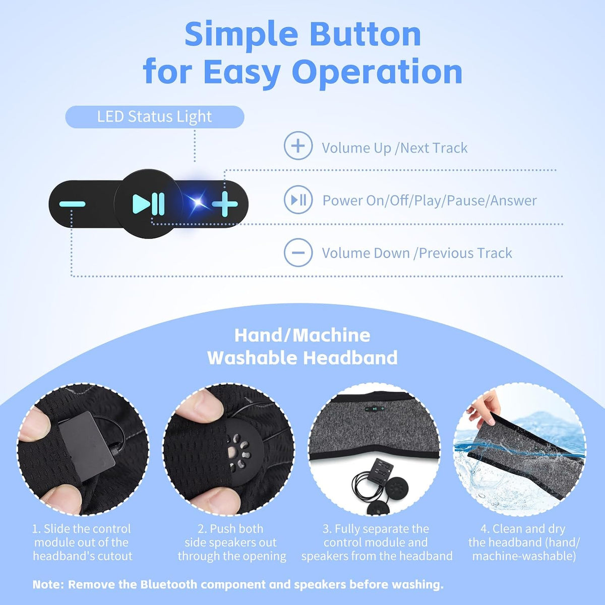 Sleep Headphones Bluetooth 6.0 Headband for Side Sleepers (Gray)