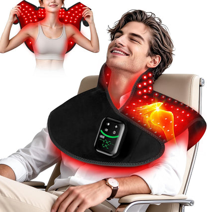 Red Light Therapy for Neck Shoulder with Heat & Massage,5000mAh Controller