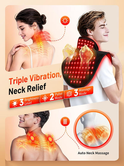Red Light Therapy for Neck Shoulder with Heat & Massage,5000mAh Controller