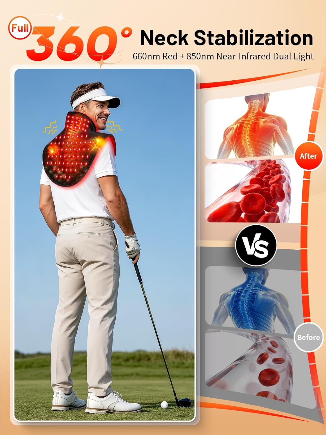 Red Light Therapy for Neck Shoulder with Heat & Massage,5000mAh Controller
