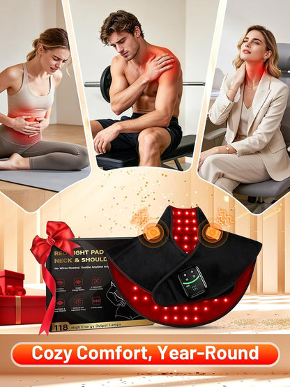 Red Light Therapy for Neck Shoulder with Heat & Massage,5000mAh Controller