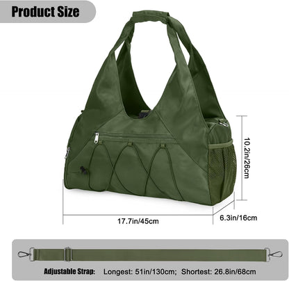 Gym Bag For Women With Yoga Mat Holder & Shoe Compartment & Wet Dry Storage Pocket & Adjustable Strap
