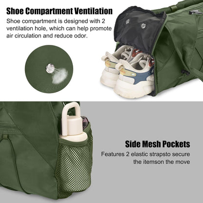 Gym Bag For Women With Yoga Mat Holder & Shoe Compartment & Wet Dry Storage Pocket & Adjustable Strap