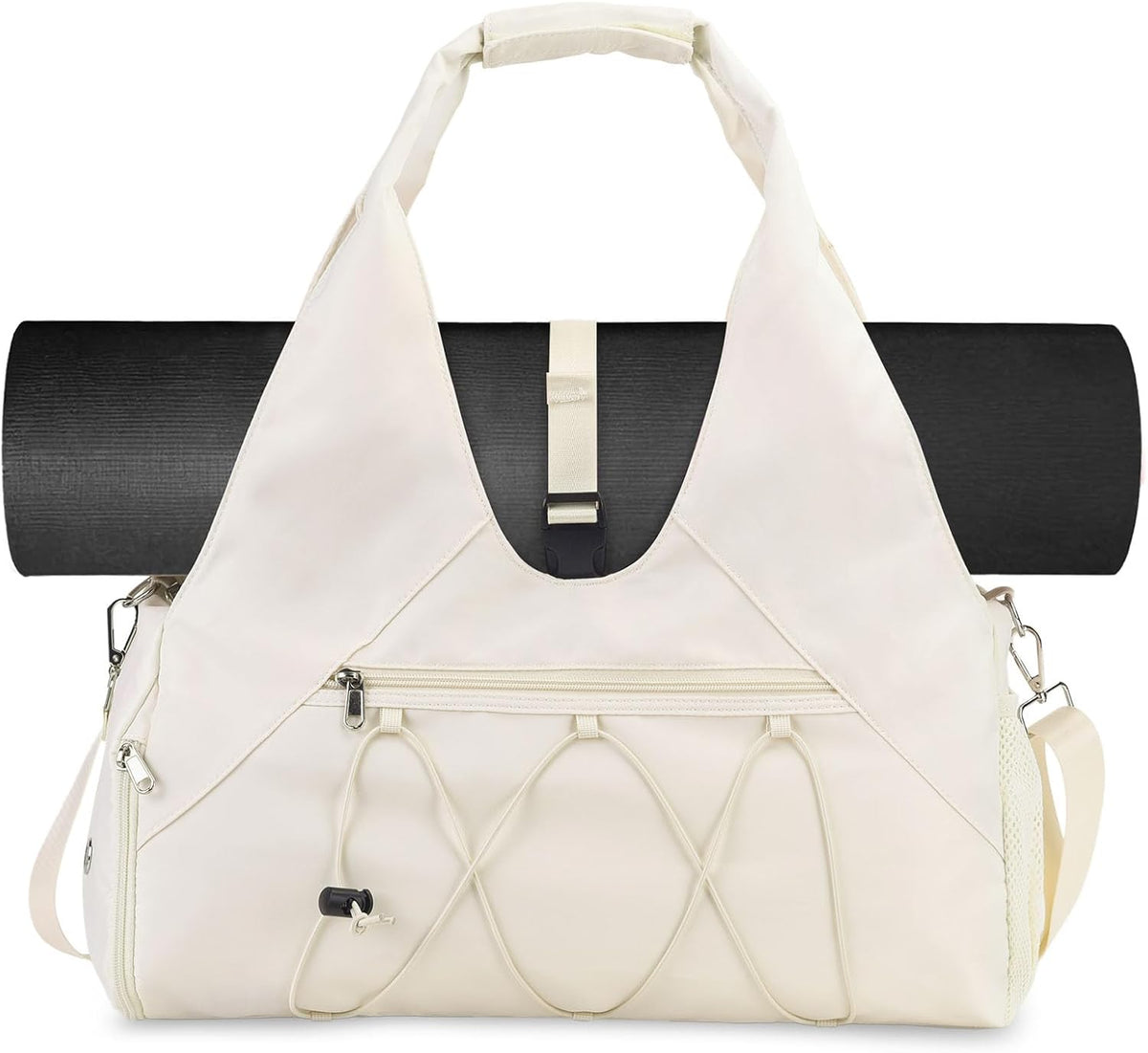 Gym Bag For Women With Yoga Mat Holder & Shoe Compartment & Wet Dry Storage Pocket & Adjustable Strap