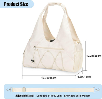 Gym Bag For Women With Yoga Mat Holder & Shoe Compartment & Wet Dry Storage Pocket & Adjustable Strap