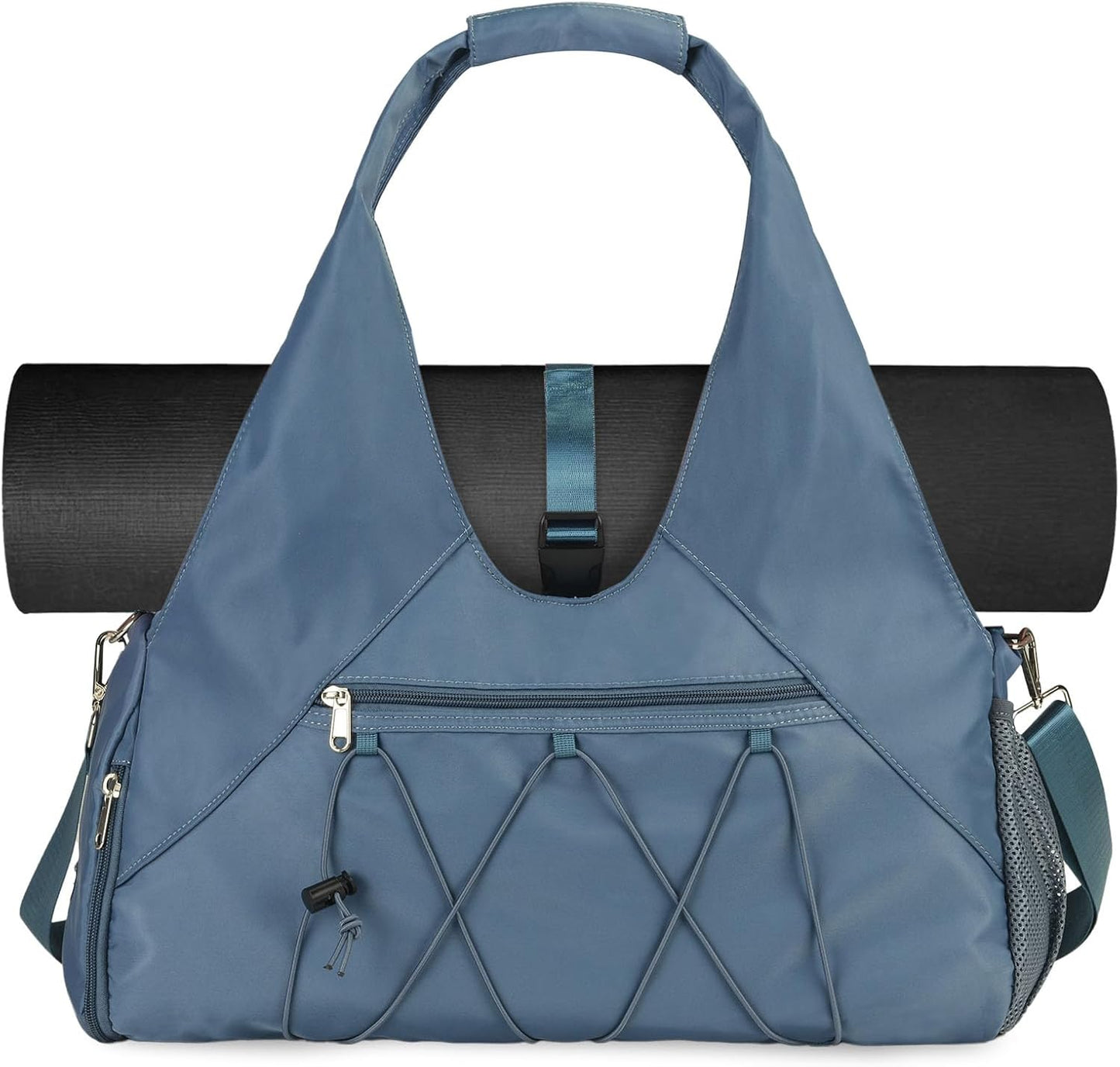 Gym Bag For Women With Yoga Mat Holder & Shoe Compartment & Wet Dry Storage Pocket & Adjustable Strap