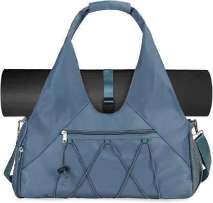Gym Bag For Women With Yoga Mat Holder & Shoe Compartment & Wet Dry Storage Pocket & Adjustable Strap