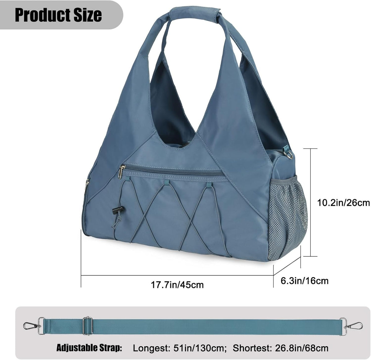 Gym Bag For Women With Yoga Mat Holder & Shoe Compartment & Wet Dry Storage Pocket & Adjustable Strap
