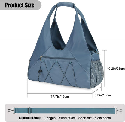 Gym Bag For Women With Yoga Mat Holder & Shoe Compartment & Wet Dry Storage Pocket & Adjustable Strap