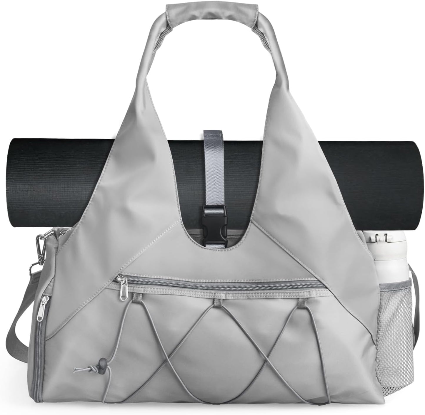 Gym Bag For Women With Yoga Mat Holder & Shoe Compartment & Wet Dry Storage Pocket & Adjustable Strap