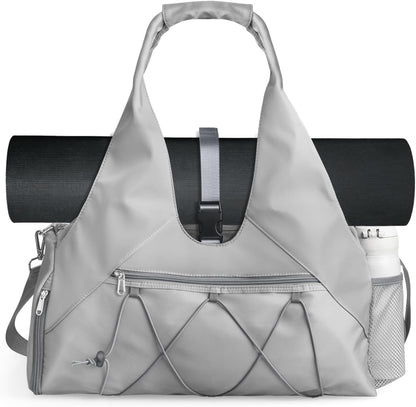 Gym Bag For Women With Yoga Mat Holder & Shoe Compartment & Wet Dry Storage Pocket & Adjustable Strap