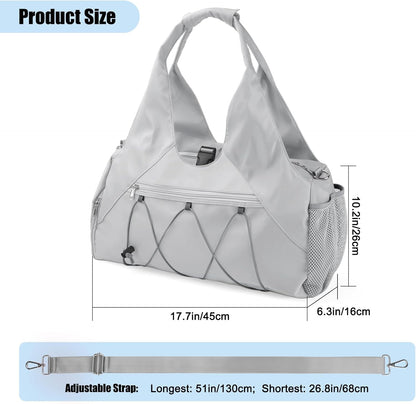Gym Bag For Women With Yoga Mat Holder & Shoe Compartment & Wet Dry Storage Pocket & Adjustable Strap