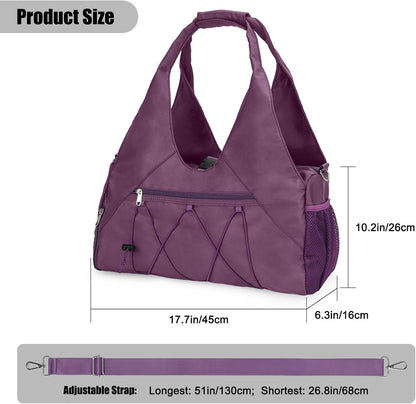Gym Bag For Women With Yoga Mat Holder & Shoe Compartment & Wet Dry Storage Pocket & Adjustable Strap