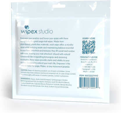 Studio Empower Yoga Mat Cleaner Wipes 25ct Zip Pack, Ultra Thick and Textured, Lemongrass Eucalyptus Scent, Natural Choice for Yoga, Pilates, or Any Movement Practice