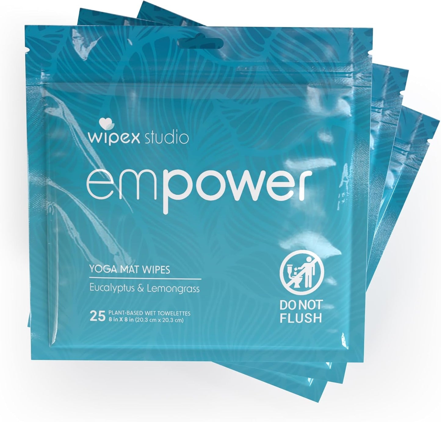 Studio Empower Yoga Mat Cleaner Wipes 25ct Zip Pack, Ultra Thick and Textured, Lemongrass Eucalyptus Scent, Natural Choice for Yoga, Pilates, or Any Movement Practice
