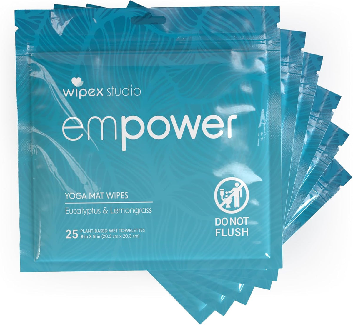 Studio Empower Yoga Mat Cleaner Wipes 25ct Zip Pack, Ultra Thick and Textured, Lemongrass Eucalyptus Scent, Natural Choice for Yoga, Pilates, or Any Movement Practice