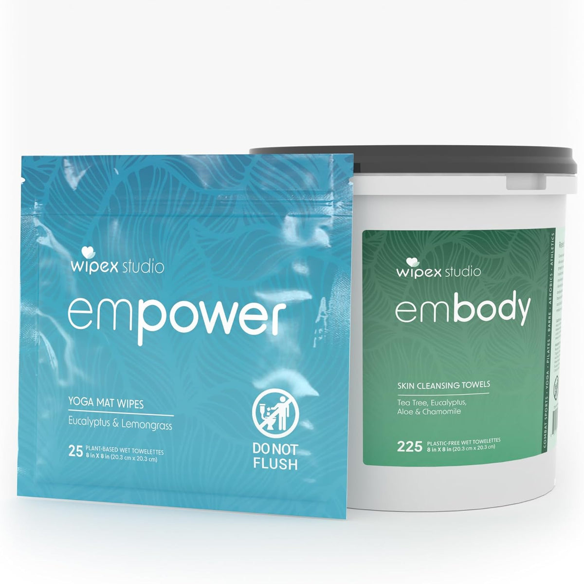 Studio Empower Yoga Mat Cleaner Wipes 25ct Zip Pack, Ultra Thick and Textured, Lemongrass Eucalyptus Scent, Natural Choice for Yoga, Pilates, or Any Movement Practice